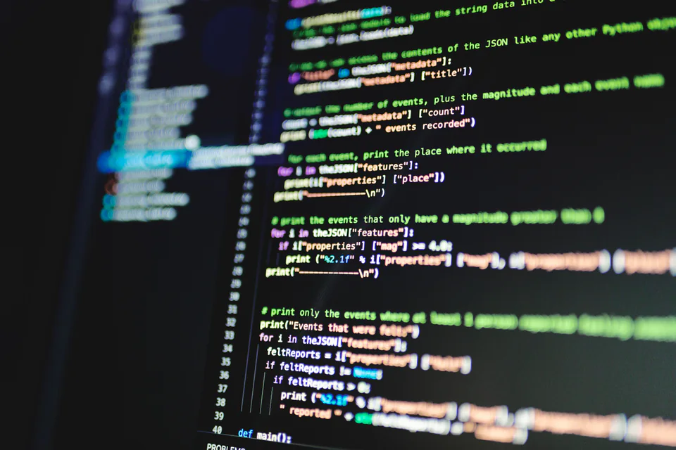 Monitor displaying source code